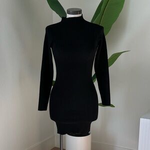 Black Long-Sleeve Mock Neck Bodycon Dress - Women